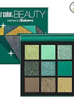 9 Colors SFR Obsessions Emerald Diamond Shimmer & Matte Pigmented Eye-shadow Palate LIP LINER BROWN (Pack of 2 Items)