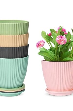 FANCY 6 PIS COMBO OF THE Plastic Round Flower Pots for Home Planters, Terrace,GardenEt Pack of 05 | Multicolo Suitable for Home Indoor & Outdoor Gardening Plants